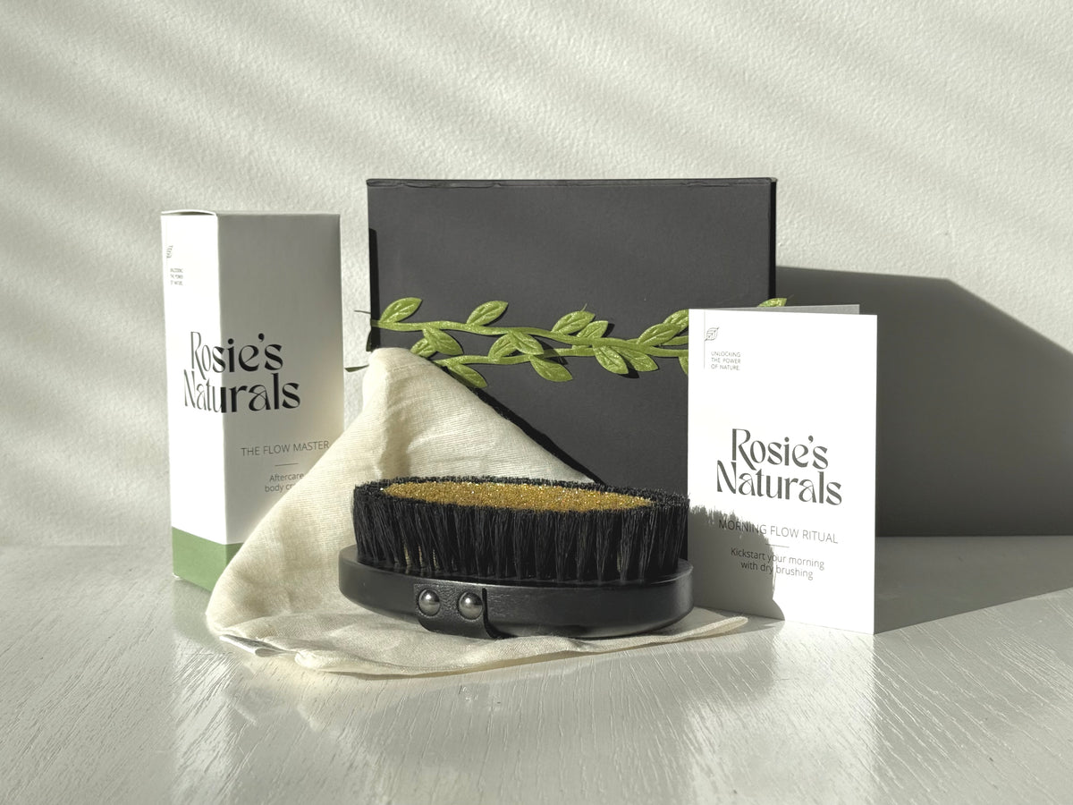 De Morning Flow Ritual van Rosie's Naturals met overzicht van de inhoud van de kit