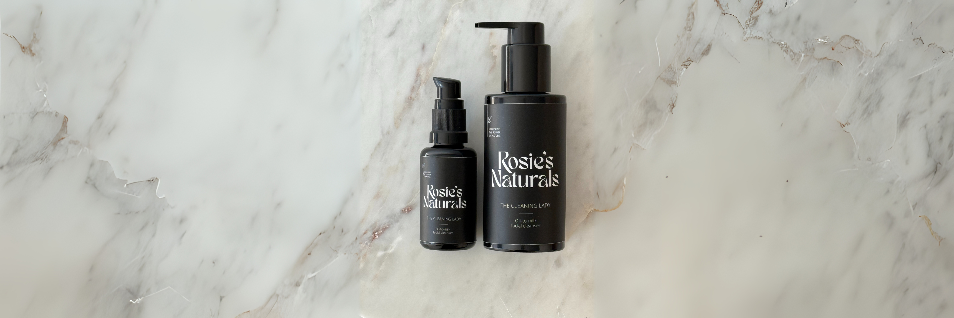 The Cleaning Lady van Rosie's Naturals, 100% natuurlijke oil-to-milk cleanser, in travel size en 100ml